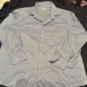 NEW J.M. Haggar Mens Dress Shirt Size 18-18 1/2 34/35 XXL Blue White Check